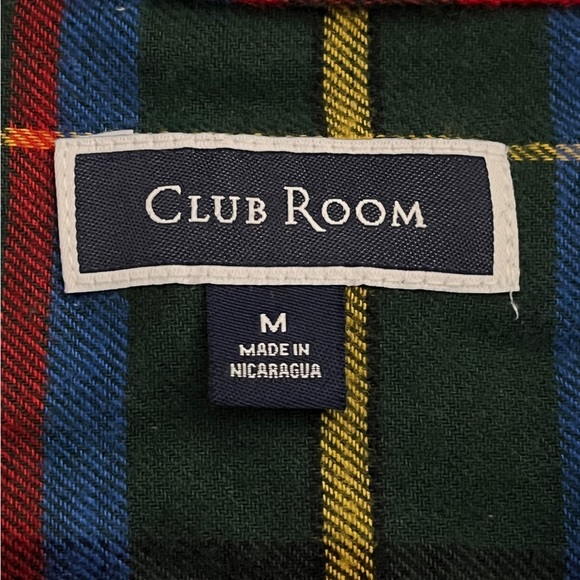 Club Room Red and Green Plaid Button Down Shirt Medium Cotton - Picture 8 of 11